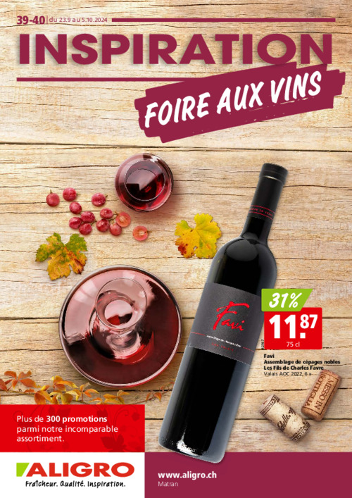 Foire aux vins - valable du 23 septembre au 5 octobre 2024