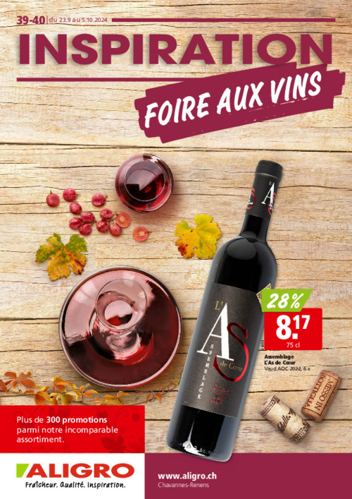 Foire aux vins - valable du 23 septembre au 5 octobre 2024